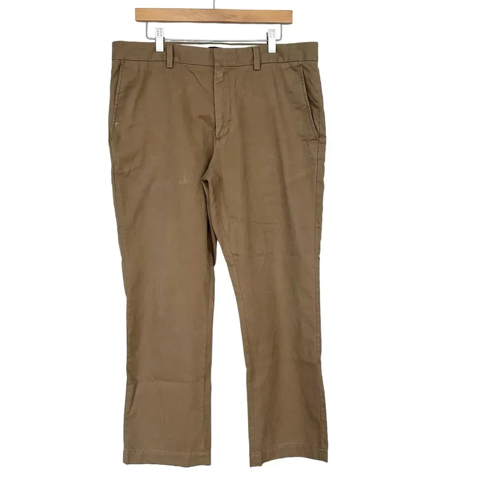 Banana Republic Tan Aiden Chino Flat Front Pants Sz 36x30